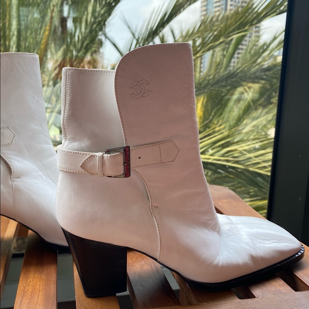 Vintage White Chanel Boots